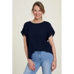 Chemisier Navy En Viscose Ecovero - Tranquillo