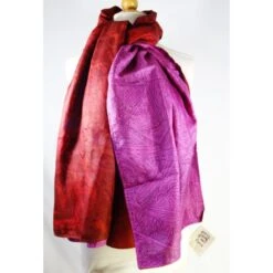 Etole En Soie Naturelle Réversible Rose/rouge - Phil De Soie