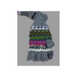 Mitaines Grises Multicolores En Laine Doublées Polaire - Yak Hotel