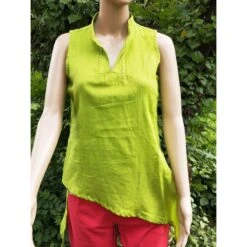 Mouna Top En Coton Et Chanvre Vert - Yak Hotel