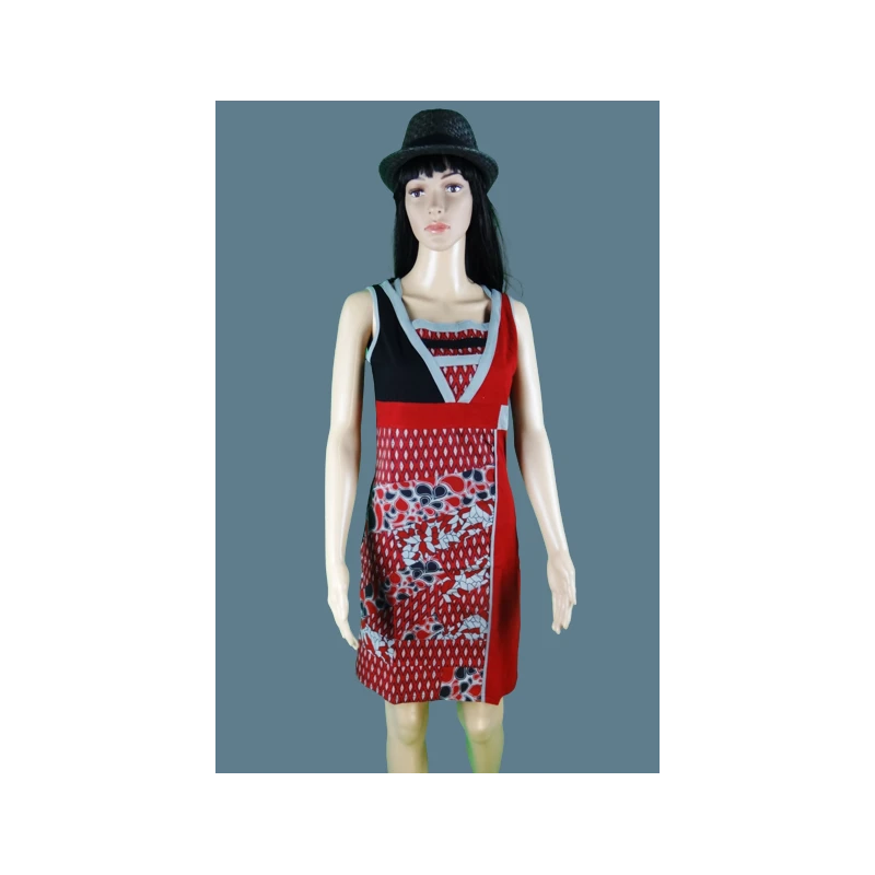 Robe Rouge Et Noire En Coton - Bamboo's Fashion â Image 2