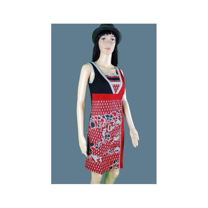 Robe Rouge Et Noire En Coton - Bamboo's Fashion