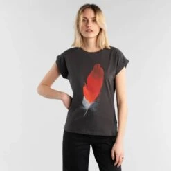 T-shirt Visby Red Feather En Coton Bio - Dedicated